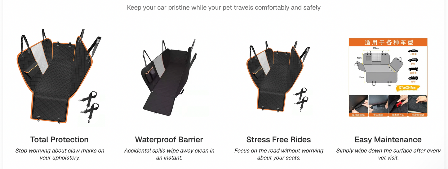 Waterproof Pet Car Seat Cover — Protect Your Car From Claws, Fur & Spills